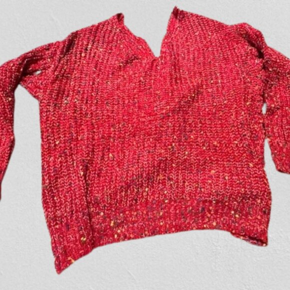 Red Open Back Twisted Boat Neck Red Sweater - Picture 3 of 10